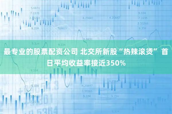 最专业的股票配资公司 北交所新股“热辣滚烫” 首日平均收益率接近350%